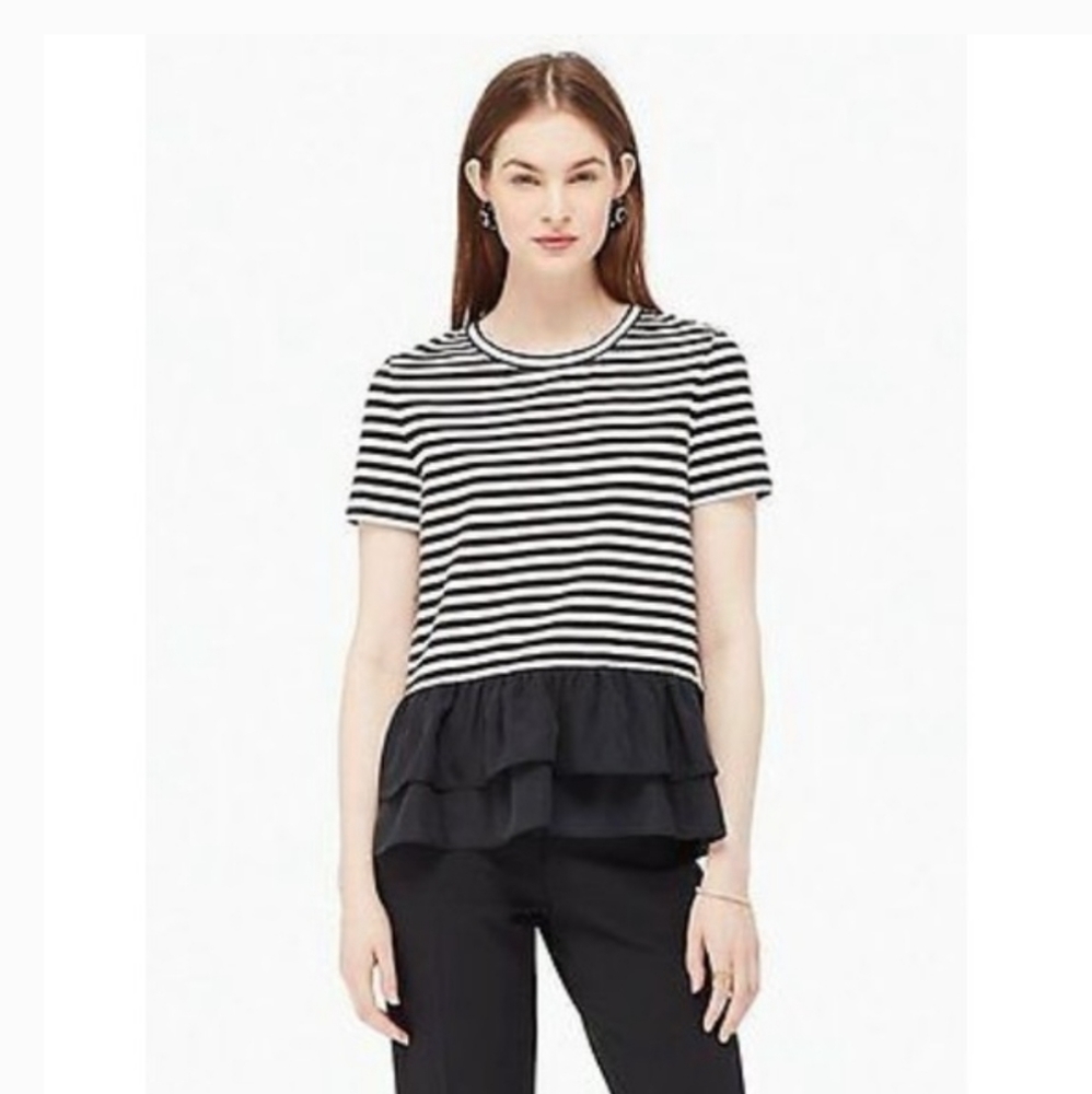 Kate Spade Striped Peplum Top